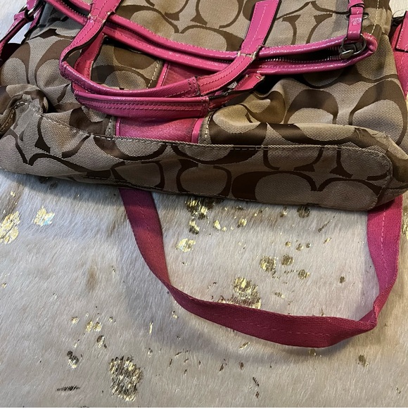 Coach Khaki and Fuchsia Bag-Bad Condition-Craft Project - Picture 4 of 10
